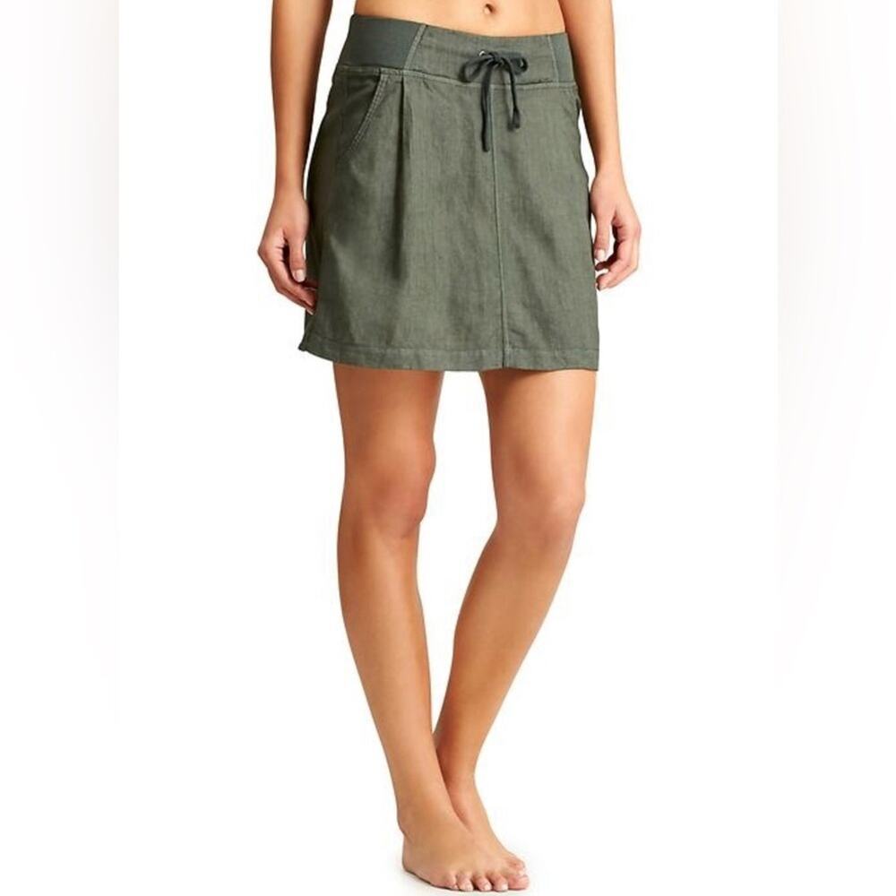 Athleta Seline Olive Green Linen Skirt Size 2